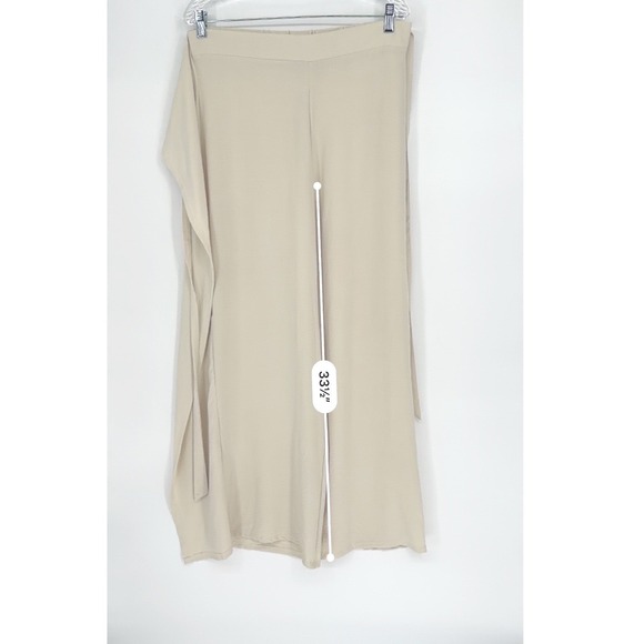 ZARA Beige Wrap Style Palazzo Wide Leg Pants XL Resortwear Party Vacation 101-02 - Picture 6 of 13